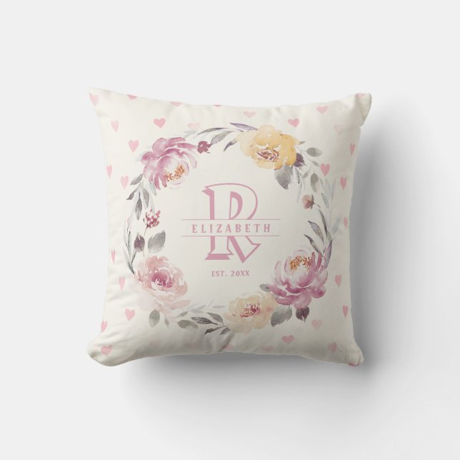 Neugeborene personalisierte Babykeepsakes Monogram Kissen (Vorderseite)