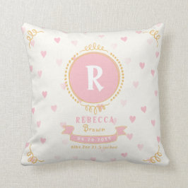 Neugeborene personalisierte Babykeepsakes Monogram Kissen