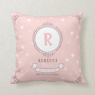 Neugeborene personalisierte Babykeepsakes Monogram Kissen