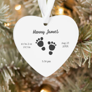 Neugeborene Stats Keepake Baby Feet Footprints Ornament