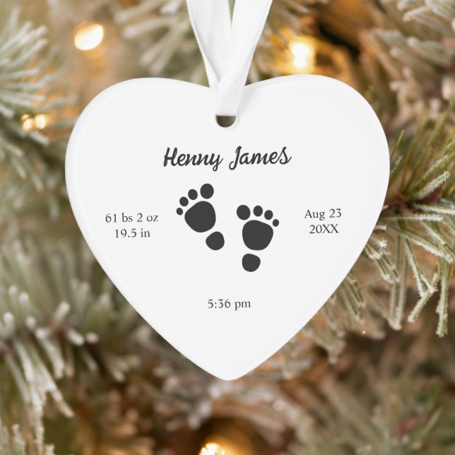 Neugeborene Stats Keepake Baby Feet Footprints Ornament (Baum)
