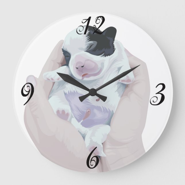 Neugeborene Wall Clock Große Wanduhr (Vorderseite)