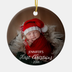 Neugeborene Weihnachten Fügen Sie Ihr Foto hinzu Keramik Ornament