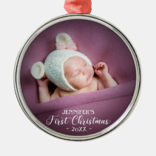 Neugeborene Weihnachten Fügen Sie Ihr Foto hinzu Ornament Aus Metall