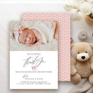Neugeborenen-Baby-Dankeschön-Foto-Geburtsanzeige Dankeskarte
