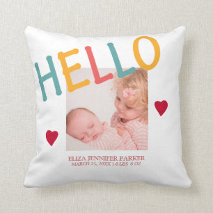 Neugeborenen-HELLO-Typografie-Fotocollage-Kinderzi Kissen