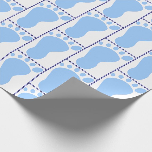 Neugeborener Baby Boy Blue Foot Eindruck Geschenkpapier (Ecke)