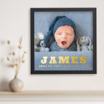 Neugeborener Name Statistik Foto silber Foliendrucke<br><div class="desc">Foto-Poster mit dem Namen,  Geburtsdatum,  Gewicht und Länge Ihres Babys in fett gedruckten Briefen aus Gold oder Silber.</div>