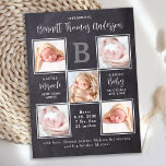Neugeborenes Baby 5 Foto Collage Geburtserklärung Postkarte<br><div class="desc">Mit dieser rustikalen Tafelplatte, der modernen und einzigartigen Kollage-Geburtskarte des Fotos, kündigen Sie Ihr neues Baby an Freunde und Familie. Anpassen mit 5 Ihrer Fotos, und personalisieren Sie mit Monogramm Initial-, Name-, Geburtsdaten. Inspiration Zitat: "Ein kleines Wunder von oben, ein süßes Baby zum Kuscheln und Liebe" . COPYRIGHT © 2020...</div>