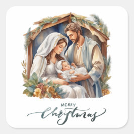 Neugeborenes Baby Jesus Nativity Quadratischer Aufkleber