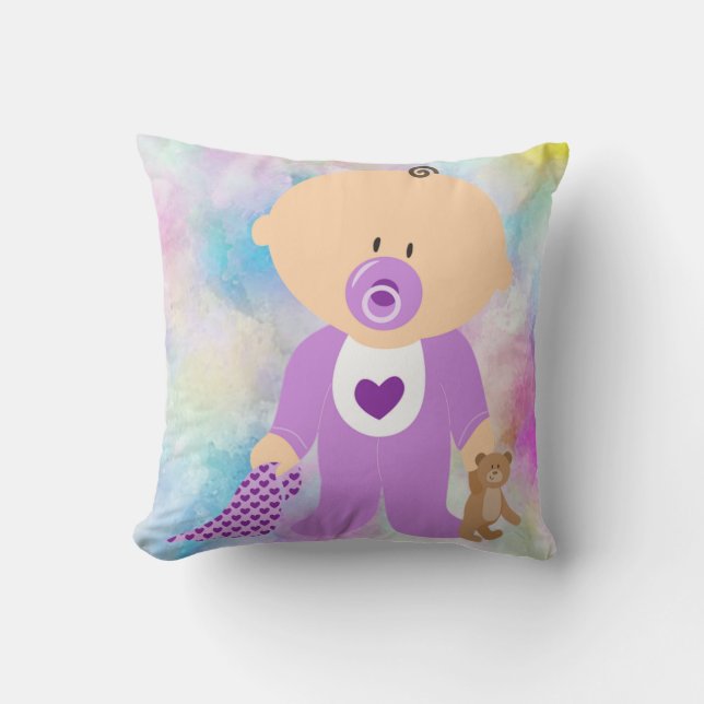 Neugeborenes Baby Keepake Personalisiertes Throw K Kissen (Vorderseite)