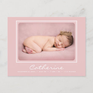 Neugeborenes Baby Mädchen Ankunft Geburtsanzeige Postkarte