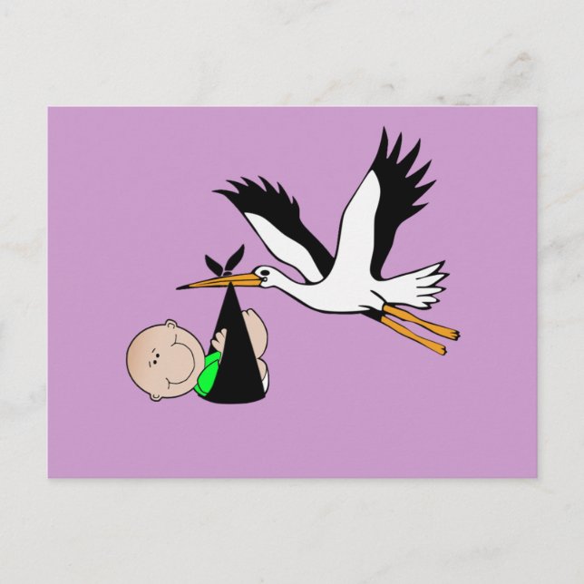 Neugeborenes Baby & Stork Postkarte (Vorderseite)