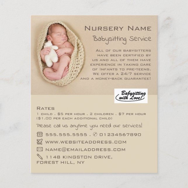 Neugeborenes Baby & Teddy, Babysitter, Daycare, Ki Flyer (Vorne)
