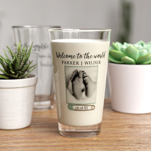 Neugeborenes Foto Begrüßung Baby Boy Proud Eltern Glas