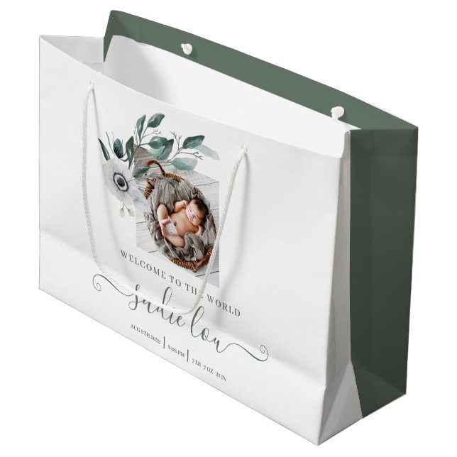 Neugeborenes Foto-Geschenktasche Große Geschenktüte (Vorderseite Schrägansicht)