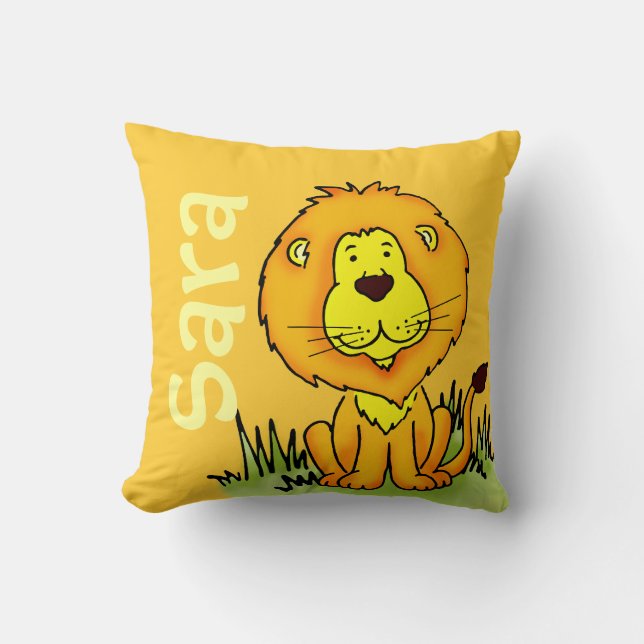 Neugeborenes Geschenk des Löwenamens und -geburt Kissen (Vorderseite)