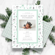 Neugeborenes Holiday Foto Mint Gray