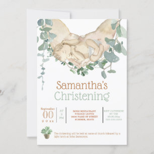 Neugeborenes in Händen boho eucalyptus grün inv Einladung