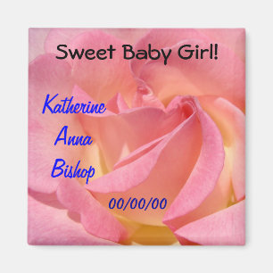 Neugeborenes Mädchen Geschenke Magnete Rosa Rose Magnet
