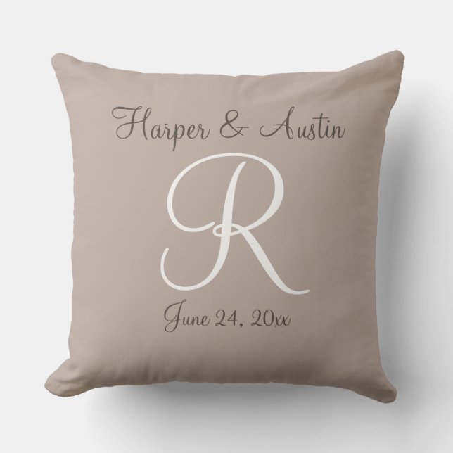 Neugeborenes mit Monogramm Throw Kissen (Vorderseite)