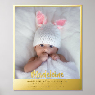 Neugeborenes neues Baby Name Foto Birth Stat Gold Foliendrucke