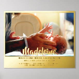 Neugeborenes neues Baby Name Foto Birth Stat Gold Foliendrucke