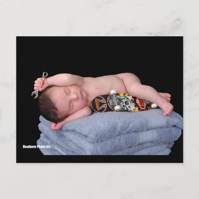 Neugeborenes Skateboard Baby Postkarte (Vorderseite)