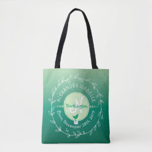 Neugeborenes Vogelbaby-Monogramm Ombre grüner Tasche