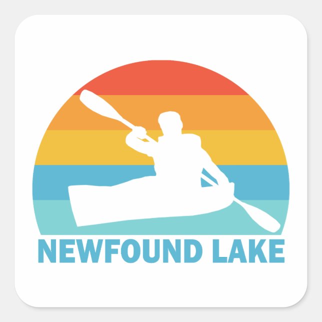 Neugefundener See New Hampshire Kayak Quadratischer Aufkleber (Vorderseite)