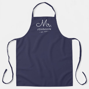 Neugezogener Groom Personalisiert Blue Schürze