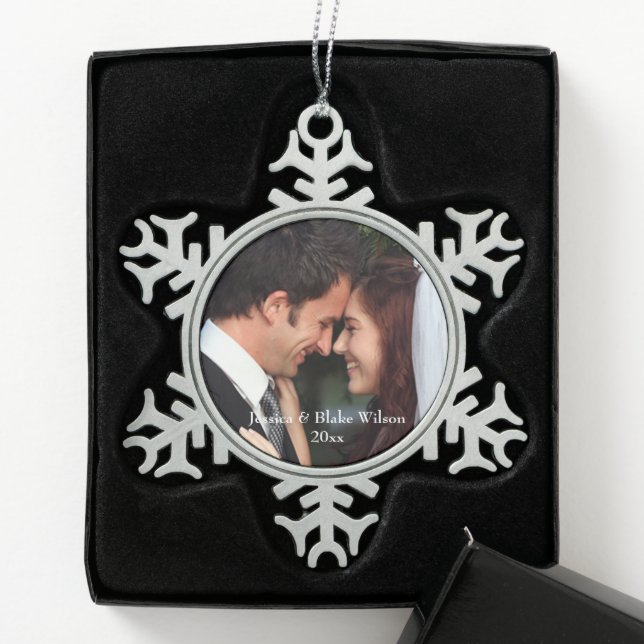 Neugezogenes Zinndekor Schneeflocken Zinn-Ornament (Box)