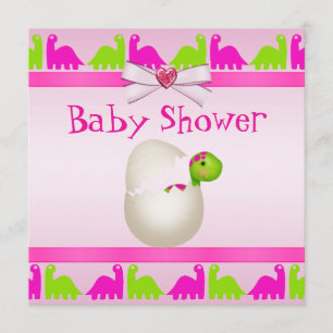 Neugezüchtetes Baby Girl Dinosaur Babydusche Einladung
