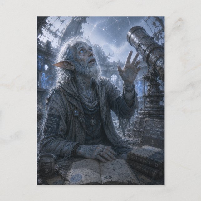 Neugier / Astronom / Verlassenes Observatorium Postkarte (Vorderseite)