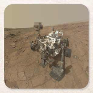 Neugier auf der Oberfläche der Mars. Rechteckiger Pappuntersetzer