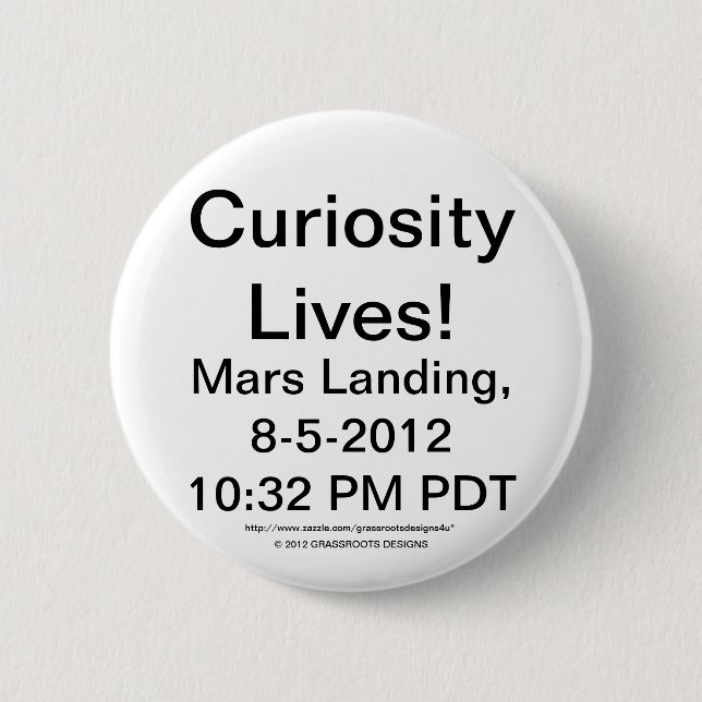 Neugier lebt Mars Landung 22:32 PM PDT 8-5-2012 Button (Vorderseite)