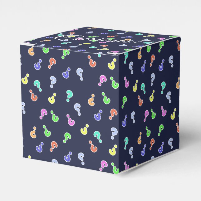 Neugierig? Farbenfrohe Fragezeichen Geschenkbox Geschenkschachtel (Vorderseite)