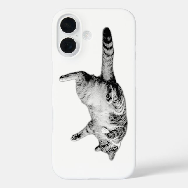 Neugierig Gedreht in Schwarz und Weiß iPhone 16 Hülle (Rückseite)