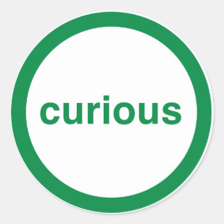 neugierig runder aufkleber