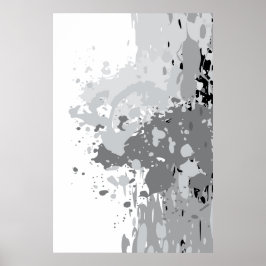 Neugierige Abstrakte Grau-, Weiß-, Schwarz-Spritze Poster