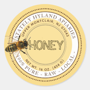 Neugierige Bienenessbare Honigmarke (Gelb) Runder Aufkleber