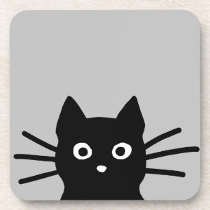 Neugierige Black Kitty Cat  Funny Animal Art Getränkeuntersetzer
