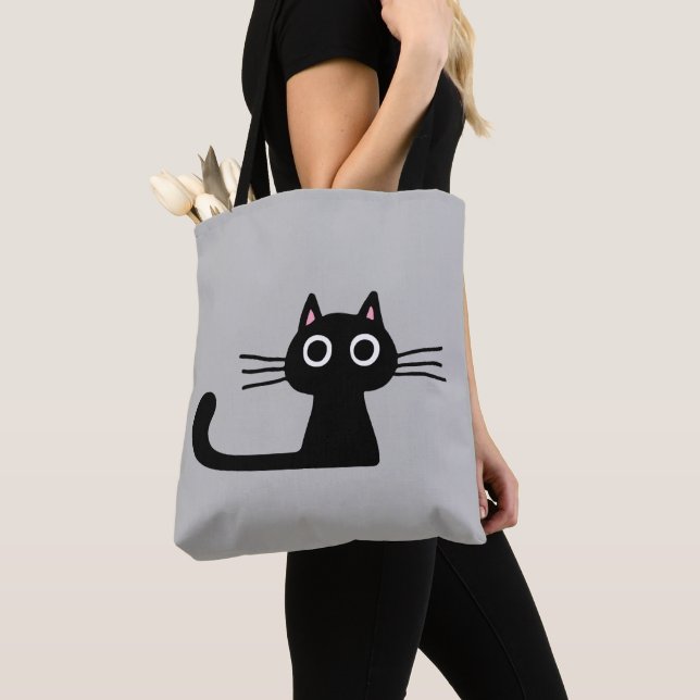 Neugierige Black Kitty Cat Kitten Fun Mode Tasche (Von Nahem)
