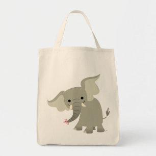 Neugierige Cartoon-Elefant-Tasche Tragetasche
