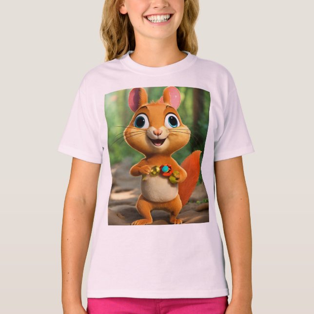 Neugierige Chipmunk Forest Adventure T - Shirt Des (Vorderseite)