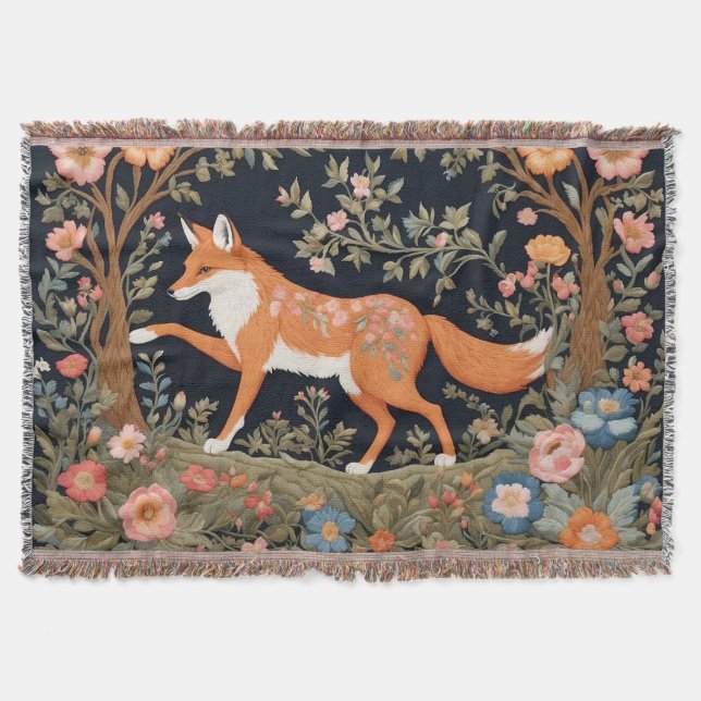 Neugierige Fox Imitate Stickereien Elegant Decke (Vorderseite)