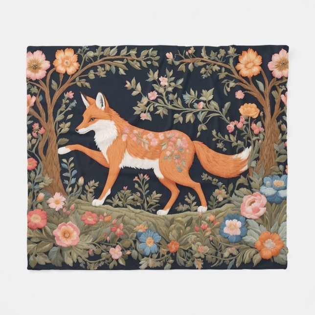 Neugierige Fox Imitate Stickereien Elegant Fleecedecke (Vorderseite (Horizontal))