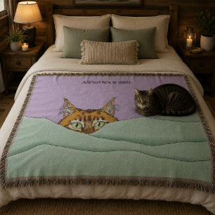 Neugierige Ginger Peekaboo Katze Lustiger Lavendel Decke