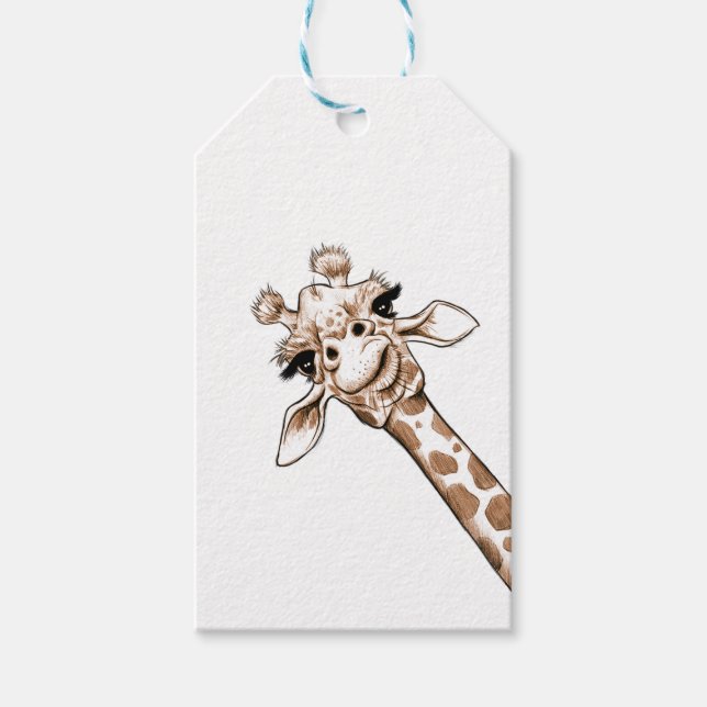 Neugierige Giraffe Art Geschenkanhänger (Vorderseite)