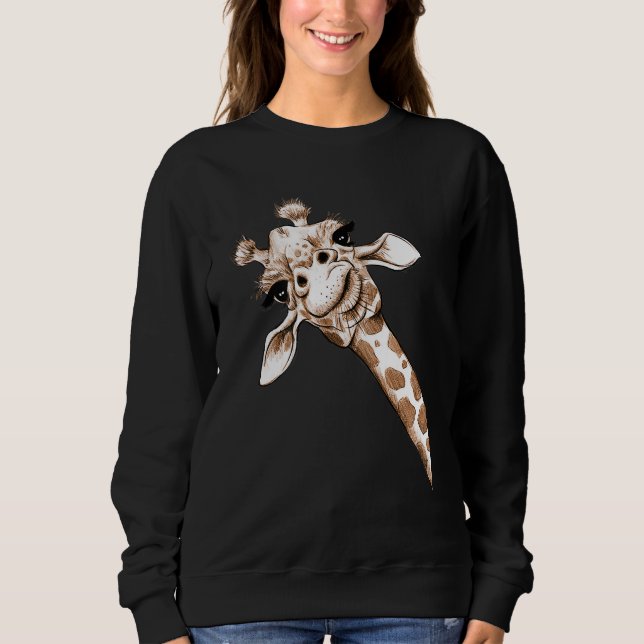 Neugierige Giraffe Funny Zoo Tierkostüm Geschenk Sweatshirt (Vorderseite)